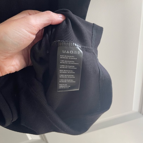 Free People Beach Square Neck Black Cropped Ribbed Daphne Tank Black Top XS - Picture 7 of 8